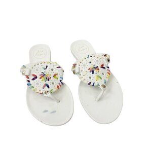 Jack Rogers Georgica Jelly Thong Sandal Rainbow White Size 5‎